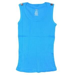Grip Womens Tank Top Shirt Rib Knit Stretchy Pullover Sleeveless Blue Juniors XL